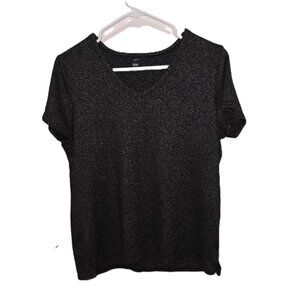 32 Degrees Cool Lounge Set Tee and Shorts Black V-Neck Womens Size Large